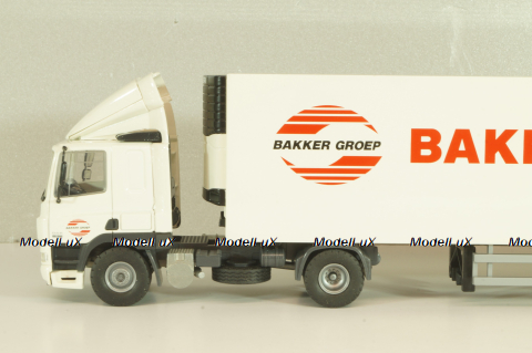 DAF 85 CF tractor with semi trailer "Bakker Logistiek" 2004, white, 53537, Tekno 1:50