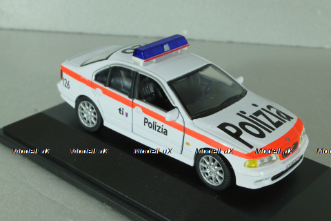 BMW 525 (E39) Polizia Canton Ticino, Switzerland 2001, white, ADPOLC007, Cararama 1:43