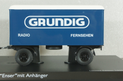 Hanomag Kurier with trailer "Grundig" 1958, blue, 03252, Schuco 1:43