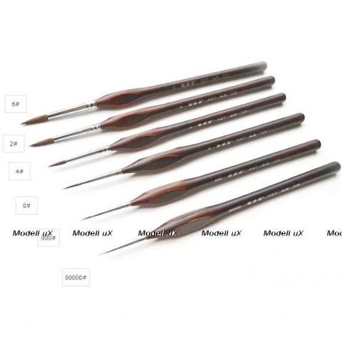 Кисти для покраски моделей 6 шт, размеры:  0000,000,0,2,4,6