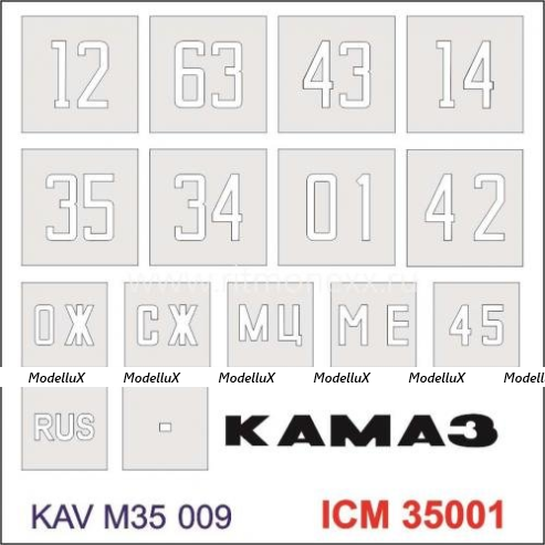 Масштабная модель Трафарет для модели Камаз 4310 ICM 35001, M35009, KAV models