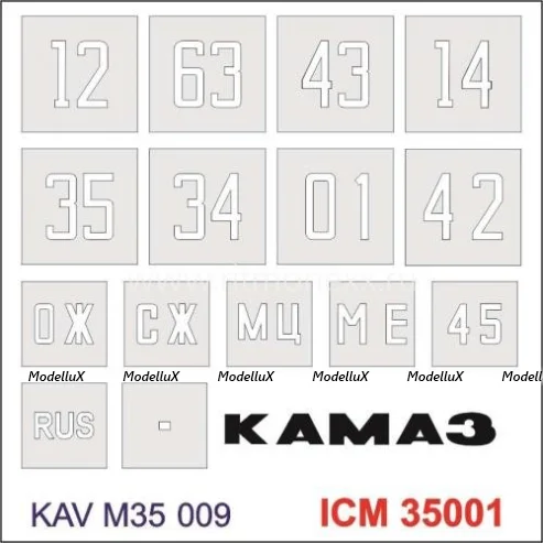 Масштабная модель Трафарет для модели Камаз 4310 ICM 35001, M35009, KAV models