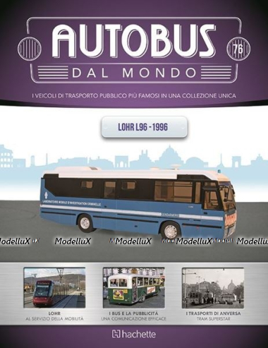 LOHR L96 bus Gendarmerie 1996, blue, Autobus Dal Mondo #76, Hachette 1:43 С Журналом!