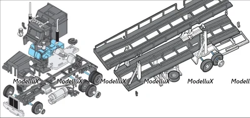 Сборная модель Western Star Autorodeo Trailer MS 39, 0107-39, Monti System 1:48
