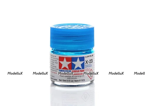 Акриловая глянцевая краска  Clear Blue (голубой), X-23, 81523 Tamiya 