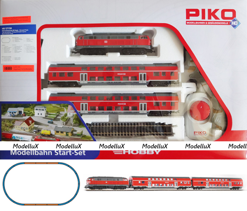 Стартовый набор железной дороги PIKO BR 218 и 2 двухэтажных вагона, 57150, Piko, HO (1:87)