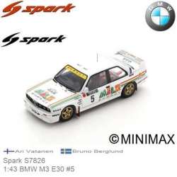 BMW M3 E30 No.5 Rally 1000 Lakes Finland 1988 - Ari Vatanen - Bruno Berglund, S7826, Spark 1:43