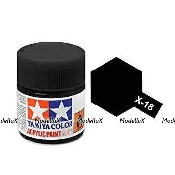 Акриловая краска  Semi gloss Black ( черный), X-18, 81518 Tamiya 