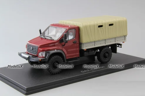 Газон NEXT C41A21 бортовой с тентом бордовый/бежевый , НАП Н234 1:43