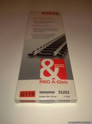 Рельс прямой G 119 мм НО PIKO 55202