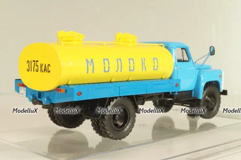 Газ-53-12 АЦПТ-3,3  "Молоко", 1988 г., голубой/желтый, 105356, DiP Models 1:43