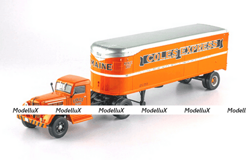 Federal 45 M 1947 with semi-trailer "Coles Express" 1947, orange, American truck, France, #41, Altaya 1:43