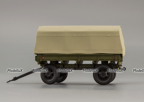 Прицеп 2-ПН-2 (гражданские номера) (с дугами и тентом), 600201, DiP Models 1:43