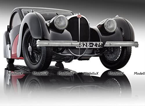 Bugatti Type 57SC Atalante 1937 Red/Black, 7828-Z75, Bauer 1:12