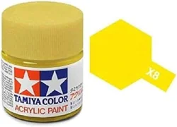 Акриловая глянцевая краска  Lemon Yellow (лимонный желтый), X-8, 81508 Tamiya 