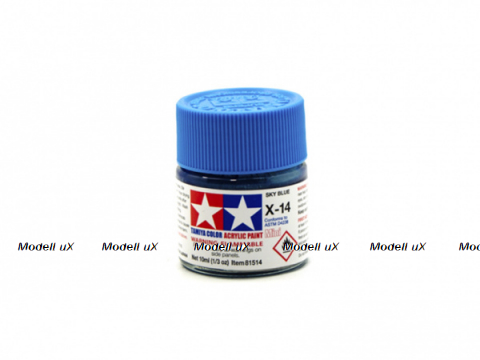 Акриловая глянцевая краска  Gloss Sky Blue (небесно голубой), X-14, 81514 Tamiya 