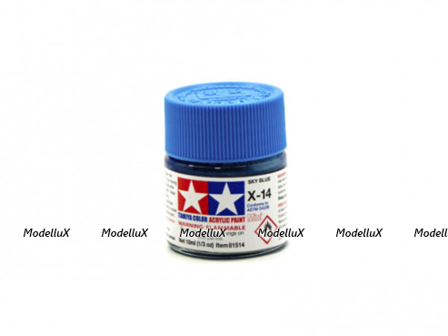 Акриловая глянцевая краска  Gloss Sky Blue (небесно голубой), X-14, 81514 Tamiya 