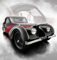 Bugatti Type 57SC Atalante 1937 Red/Black, 7828-Z75, Bauer 1:12