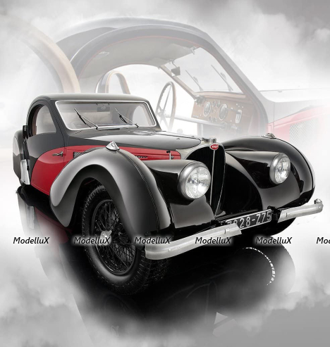 Bugatti Type 57SC Atalante 1937 Red/Black, 7828-Z75, Bauer 1:12