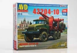 Сборная модель Лесовоз УРАЛ 43204-10 с прицепом-роспуском, 1401AVD, AVD Models 1:43 