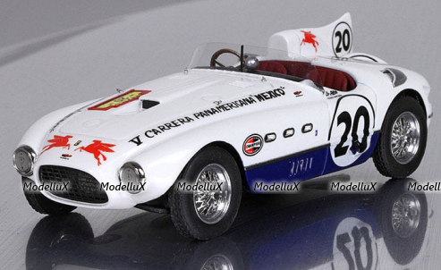  FERRARI  340-375 s/n0286AM SPIDER TEAM ALLEN GUIBERSON N 20 2nd RALLY V CARRERA PANAMERICANA 1954 P.HILL,R.GINTHER,BBR1851A VET, BBR 1:18