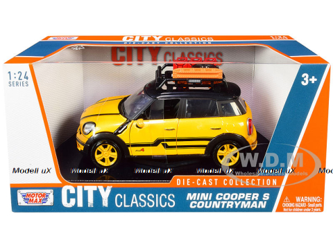Mini Cooper S All4 Countryman metallic-yellow/black with roof rack, 79752, MotorMax 1:24