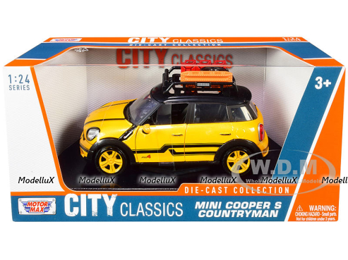 Mini Cooper S All4 Countryman metallic-yellow/black with roof rack, 79752, MotorMax 1:24