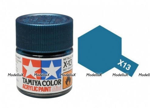 Акриловая глянцевая краска  Metallic Blue (синий металлик), X-13, 81513 Tamiya