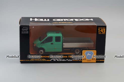 ГАЗель NEXT A22R33 бортовой зелёный/серебристый Н562, НАП 1:43