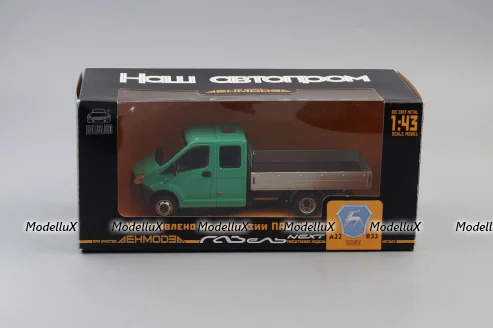 ГАЗель NEXT A22R33 бортовой зелёный/серебристый Н562, НАП 1:43