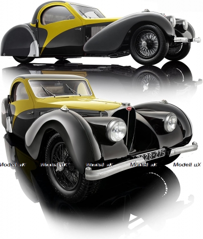 Bugatti Type 57SC Atalante 1937 Yellow/Black, 7828-Z75Y, Bauer 1:12