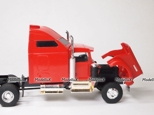 Kenworth W900 Aerocab with Flatbed Trailer and Pipe Load 