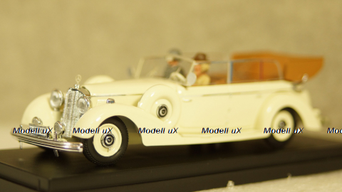 Mercedes 770K Cabriolet 1938 With Figures Eva Braun (Hitler's wife) and SS Military Guard, 4490/P, RIO 1:43