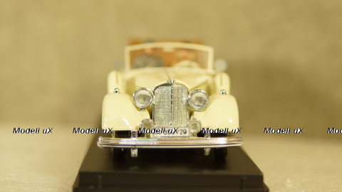 Mercedes 770K Cabriolet 1938 With Figures Eva Braun (Hitler's wife) and SS Military Guard, 4490/P, RIO 1:43