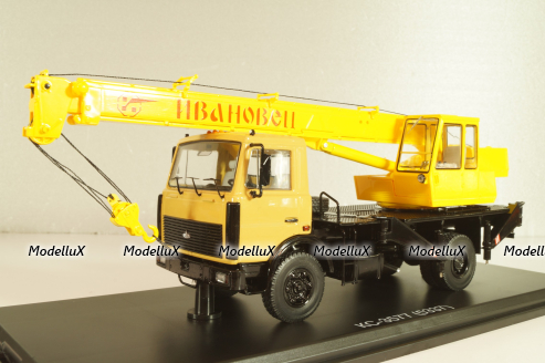 КС-3577(5337) Ивановец, автокран  на шасси Маз-5337 1989, бежевий/жовтий, SSM1643, SSM 1:43
