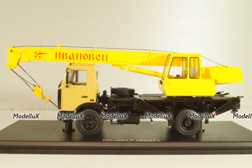 КС-3577(5337) Ивановец, автокран  на шасси Маз-5337 1989, бежевий/жовтий, SSM1643, SSM 1:43