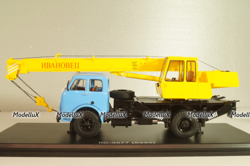 КС-3577(5334) Ивановец, автокран на шасси Маз-5334 1984, синій/жовтий, SSM1642, SSM 1:43
