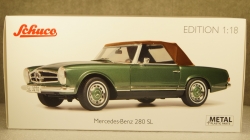 Mercedes 280 SL W113 со сьемным тентом 1966 greenmetallic, Schuco 1:18