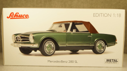 Mercedes 280 SL W113 со сьемным тентом 1966 greenmetallic, Schuco 1:18