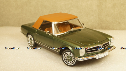 Mercedes 280 SL W113 со сьемным тентом 1966 greenmetallic, Schuco 1:18