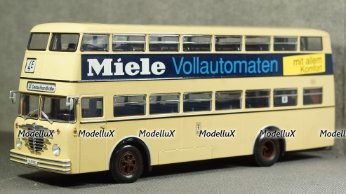 Bussing D2U double decker Miele 1958 beige, Minichamps 1:43