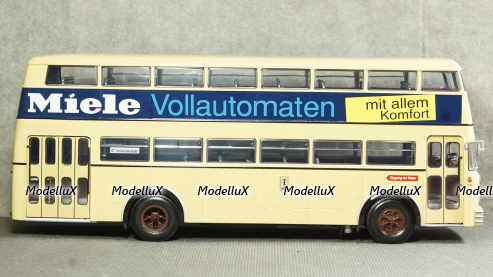 Bussing D2U double decker Miele 1958 beige, Minichamps 1:43