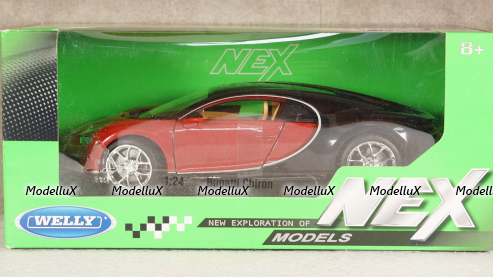 Bugatti Chiron 2016, red/black, 24077RED, Welly 1:24
