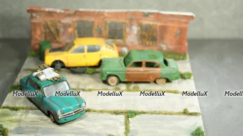 Диорама с тремя машинами, Modellux 1:43