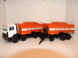 МЗКТ 6515 "Огнеопасно" с прицепом бочкой,  BY.VOLK 1:43