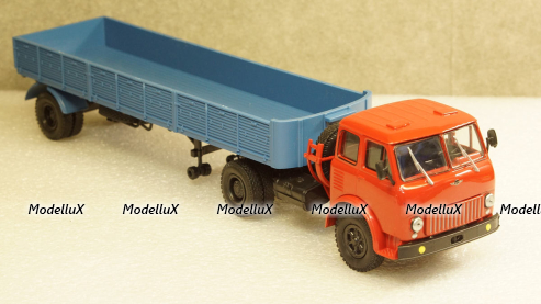 МАЗ 504 с п/прицепом Одаз 9380 1981г красный/синий, НАП 1:43