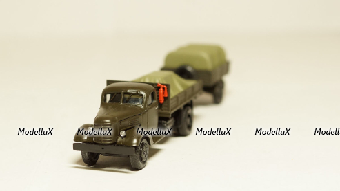 ЗиЛ 150 низкий борт груз прицеп, КУМ 491 1:87