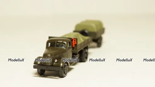 Зис 150 борт с грузом + прицеп с грузом, темный, Herpa 1:87 