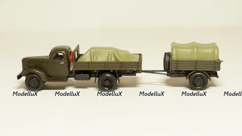 Зис 150 борт с грузом + прицеп с грузом, темный, Herpa 1:87 