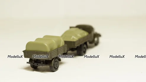 Зис 150 борт с грузом + прицеп с грузом, темный, Herpa 1:87 